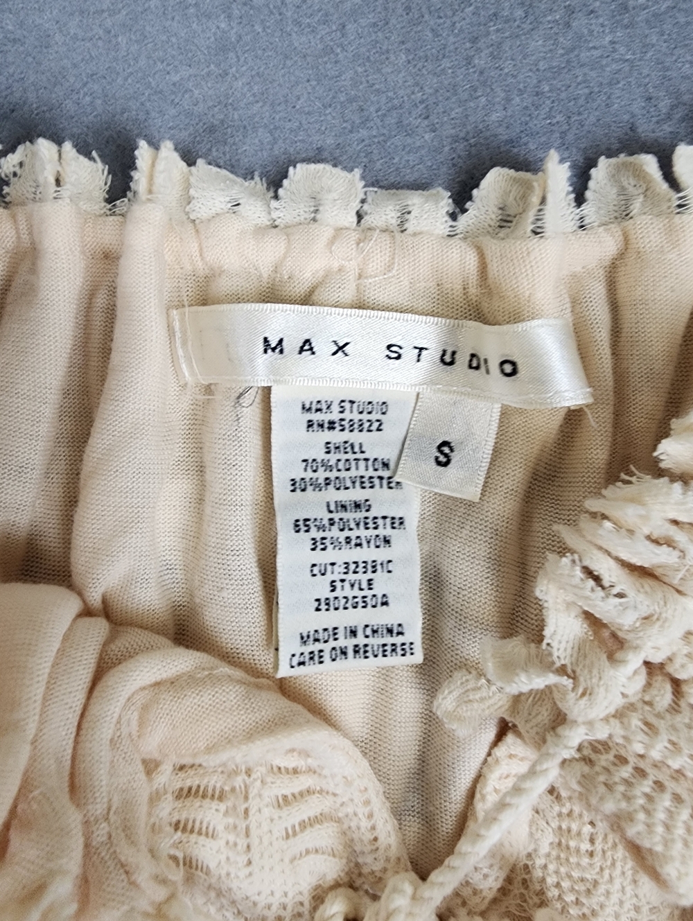 Max Studio Cream Crochet Off-Shoulder Mini Dress Lined Boho Fairy Small - Picture 2 of 8